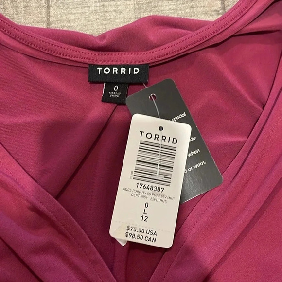 NWT!! Torrid - Mini Studio Knit Surplice Dress - Size 0 - L/12 - Pink!! - Picture 12 of 13